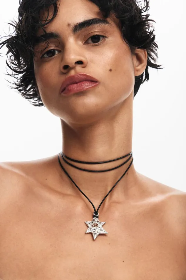 Jewelry Women Desigual Zalio Silverplated Star Pendant Black
