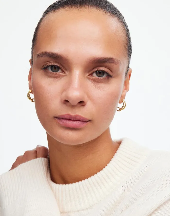 Jewelry Women Madewell Link Huggie Hoop Earrings Vintage Gold