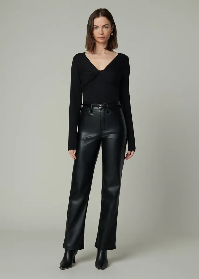 Joe8217s Jeans THE AVA STRIPE TWIST V NECK TOP Black Women Tops