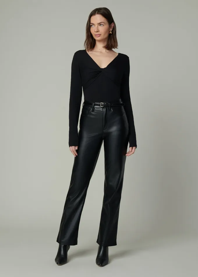 Joe8217s Jeans THE AVA STRIPE TWIST V NECK TOP Black Women Tops