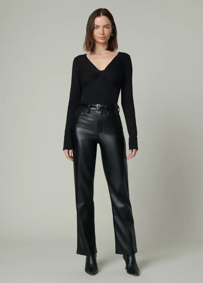 Joe8217s Jeans THE AVA STRIPE TWIST V NECK TOP Black Women Tops