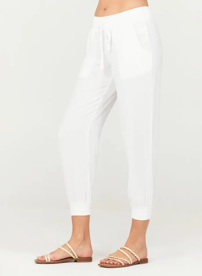 Joggers Women Bella Dahl Easy Drawstring Jogger 8211 White Joggers Women Bella Dahl Easy Drawstring Jogger 8211 White