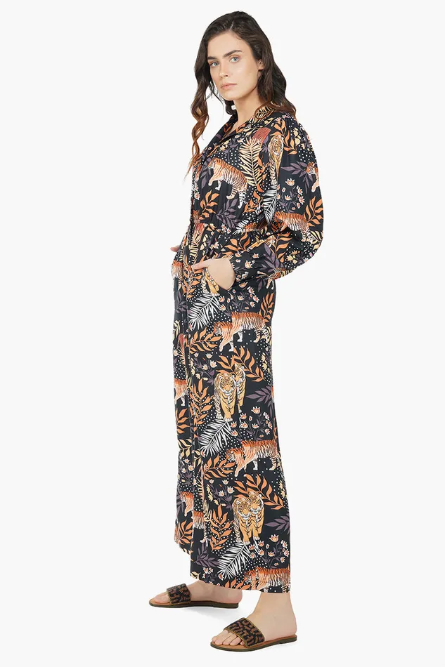 Jumpsuits America and Beyond Women Bengal Tiger Print Jumpsuit