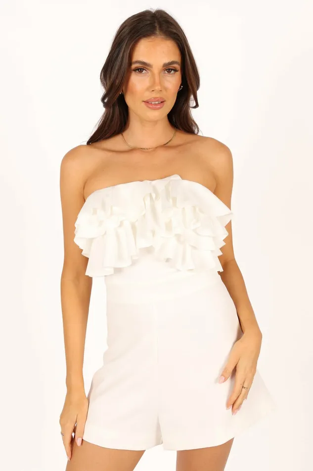 Jumpsuits and Rompers Sookie Frill Romper White Petal and Pup Women
