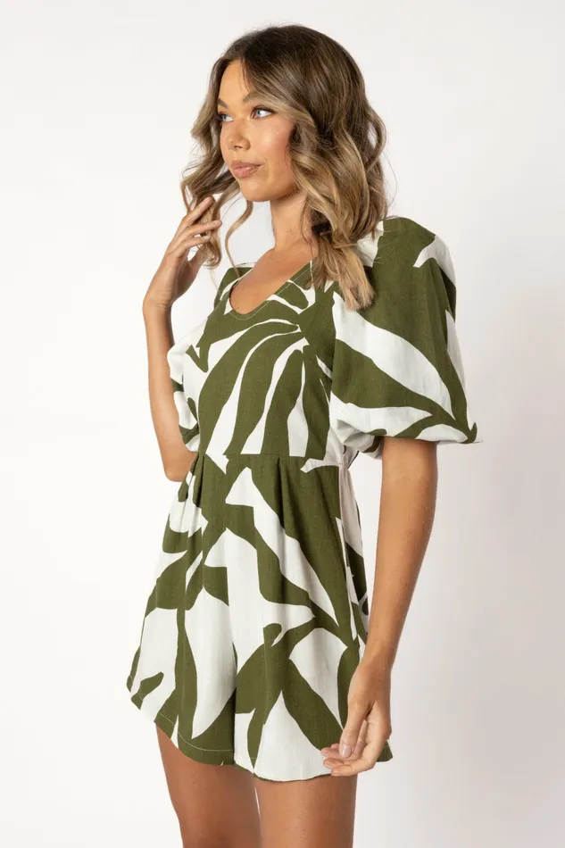 Jumpsuits and Rompers Women Matilda Romper Olive Palm Petal and Pup