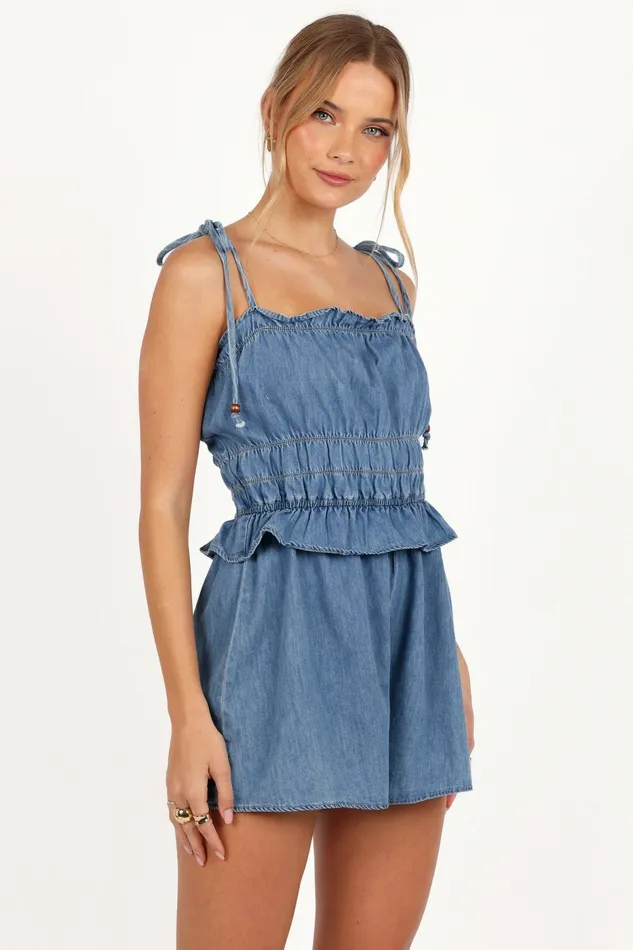 Jumpsuits and Rompers Women Petal and Pup Miller Romper Light Indigo