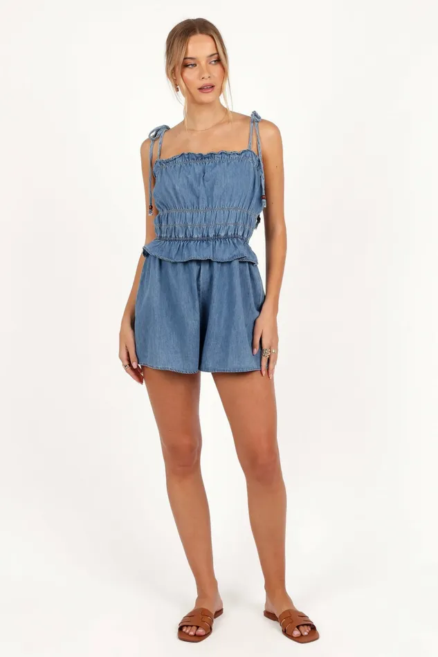 Jumpsuits and Rompers Women Petal and Pup Miller Romper Light Indigo