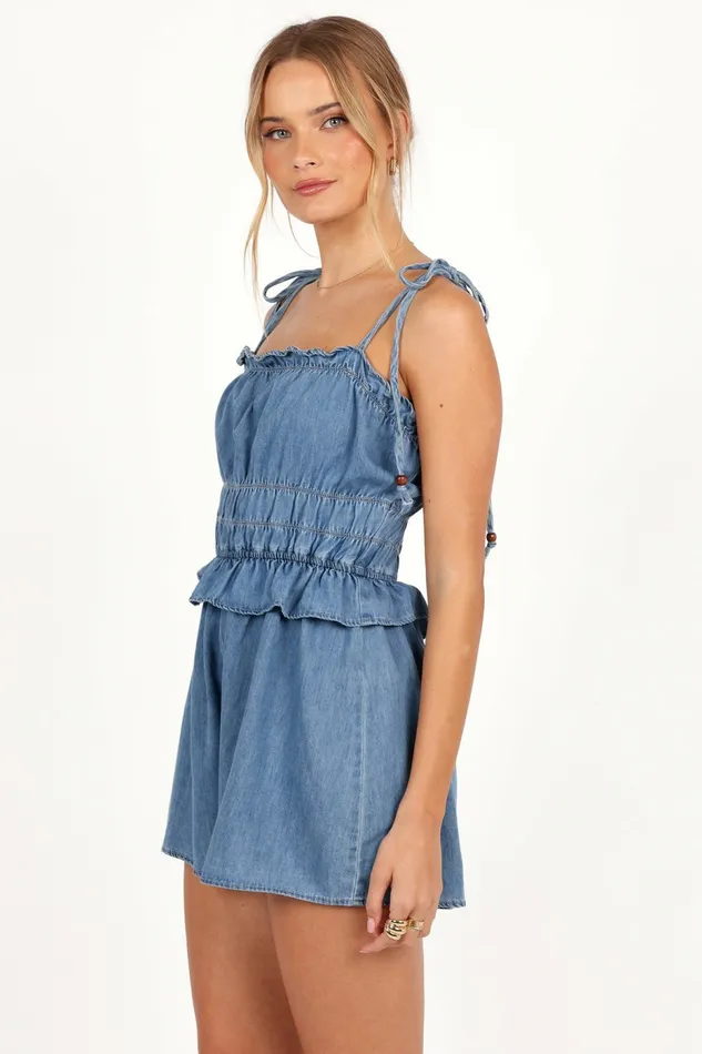 Jumpsuits and Rompers Women Petal and Pup Miller Romper Light Indigo