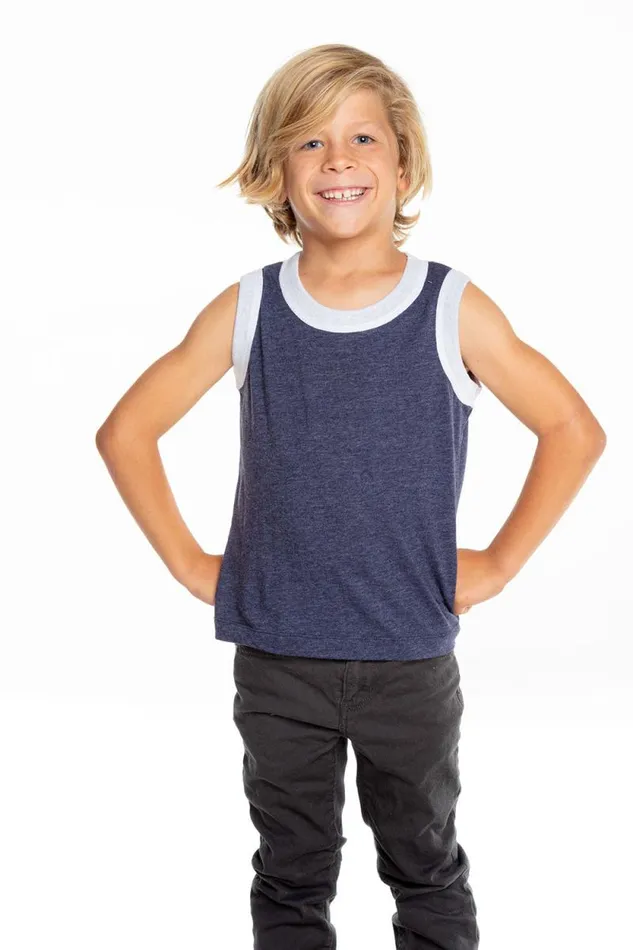 Kids Chaser Brand Boys Boys Recycled Vintage Jersey Contrast Binding Muscle Tank