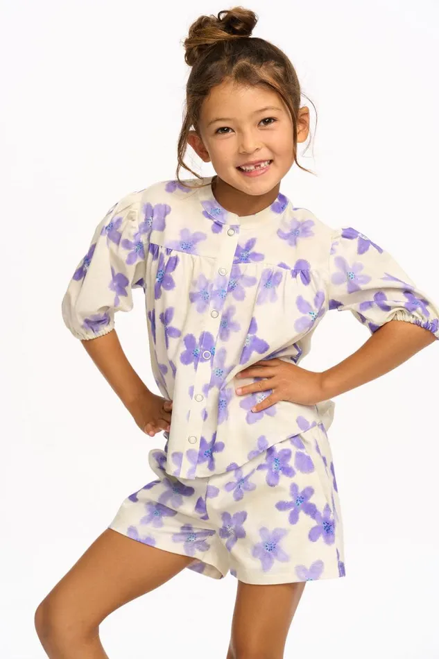 Kids Chaser Brand Girls Lavender Watercolor Floral Top