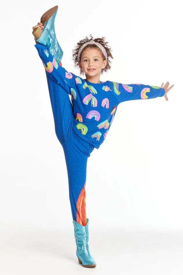 Kids Chaser Brand Girls Painted Rainbow Girls Cozy Knit Sweatpants