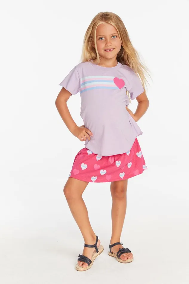Kids Chaser Brand Girls Stripe Heart Tee