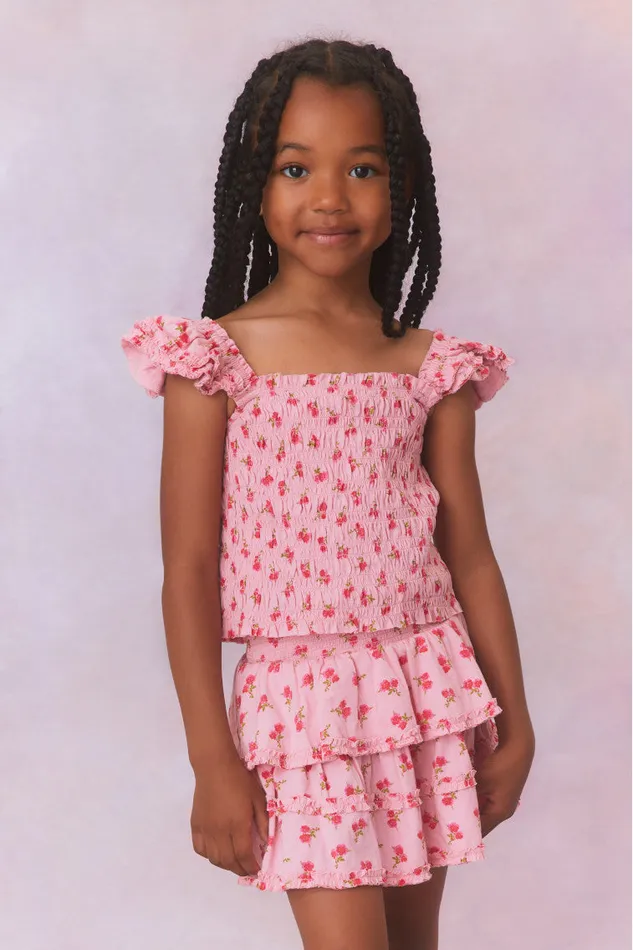 Kids LoveShackFancy Girls Girls Caspia Top Cherry Pink