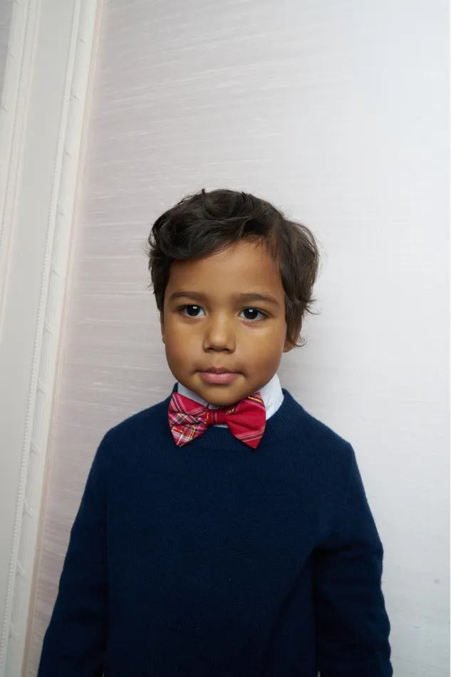 Kids LoveShackFancy Mommy and Me Bastow Tartan Bow Tie Cheery Red