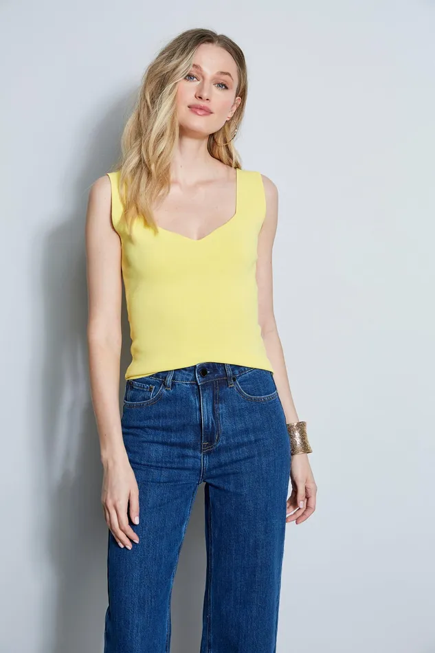 Knits and Sweaters Women Elie Tahari Contour Tank Sweater LEMON DROP