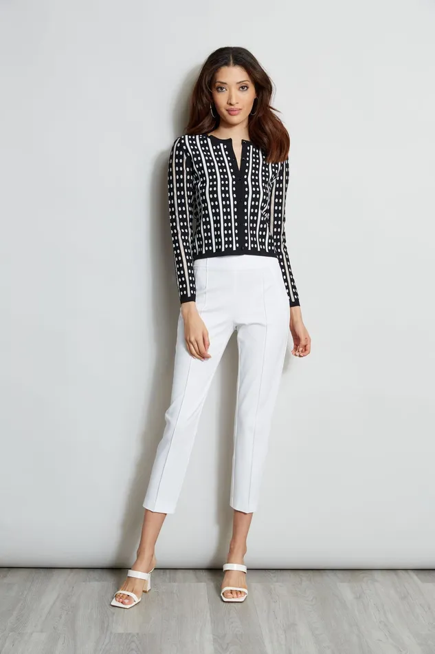 Knits and Sweaters Women Elie Tahari Dot Stripe Cardigan NOIRWHITE