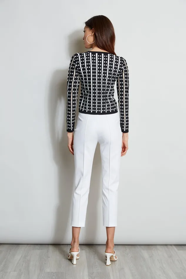 Knits and Sweaters Women Elie Tahari Dot Stripe Cardigan NOIRWHITE