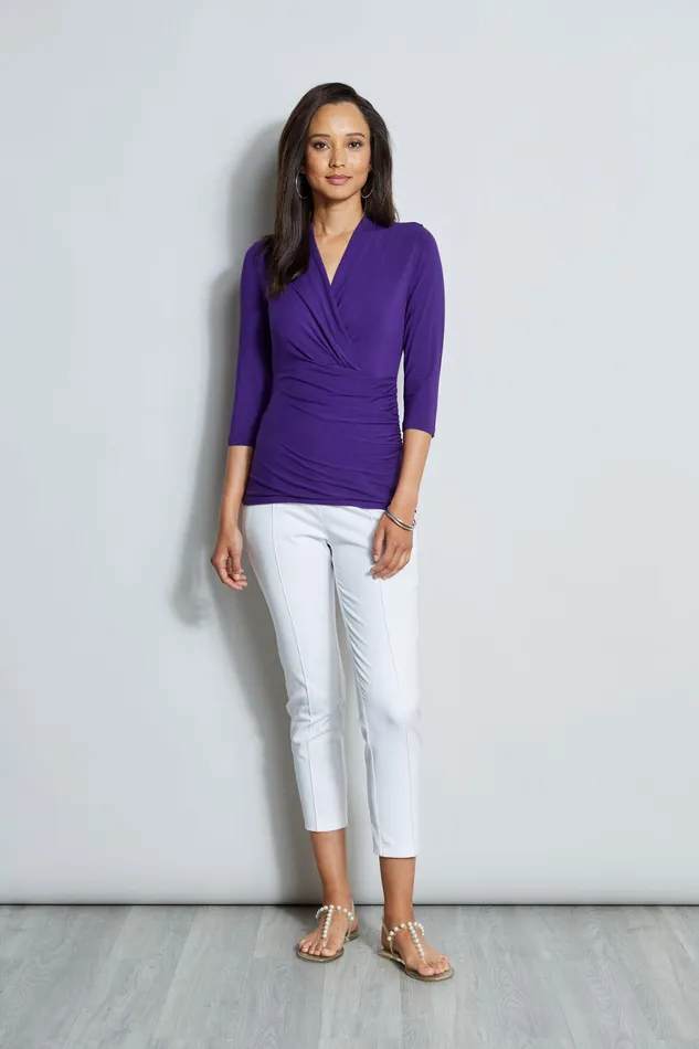 Knits and Sweaters Women Elie Tahari Mock Wrap Ruched Knit PLUM
