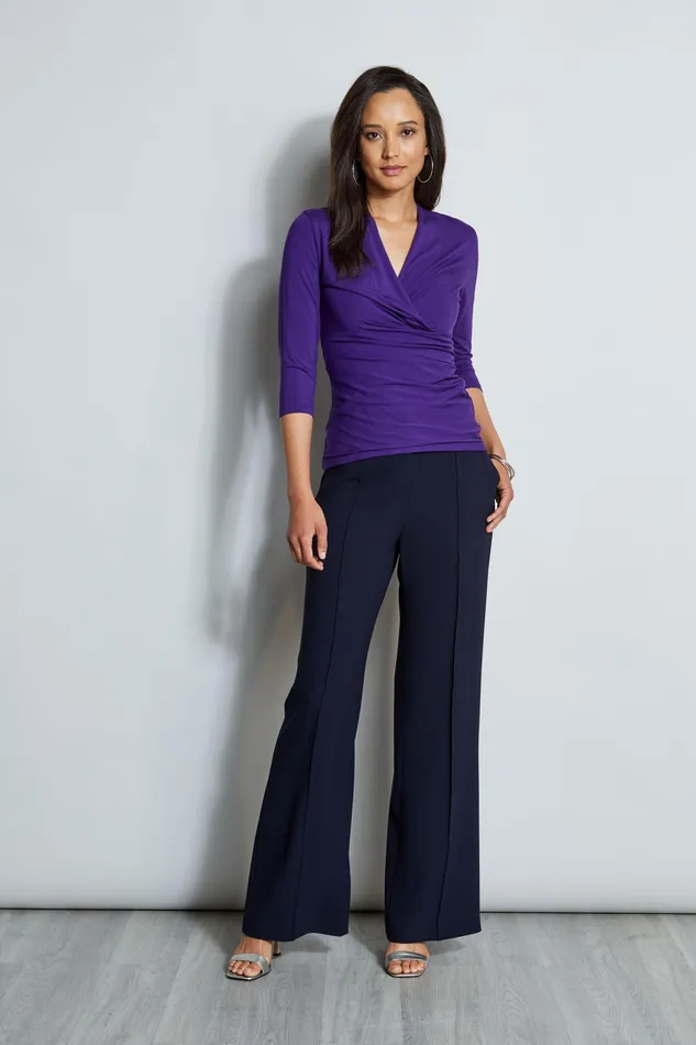 Knits and Sweaters Women Elie Tahari Mock Wrap Ruched Knit PLUM