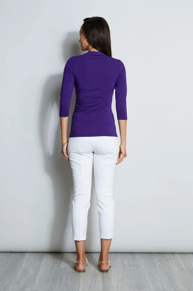 Knits and Sweaters Women Elie Tahari Mock Wrap Ruched Knit PLUM