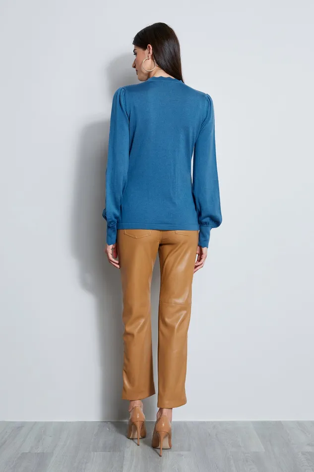 Knits and Sweaters Women Elie Tahari Scallop Mock Neck Sweater GLACIER BLUE