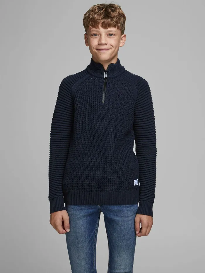 Knitwear JACK and JONES Junior BOYS TEXTURED KNITTED JUMPER Blue Navy Blazer On Sale Knitwear JACK and JONES Junior BOYS TEXTURED KNITTED JUMPER Blue Navy Blazer On Sale