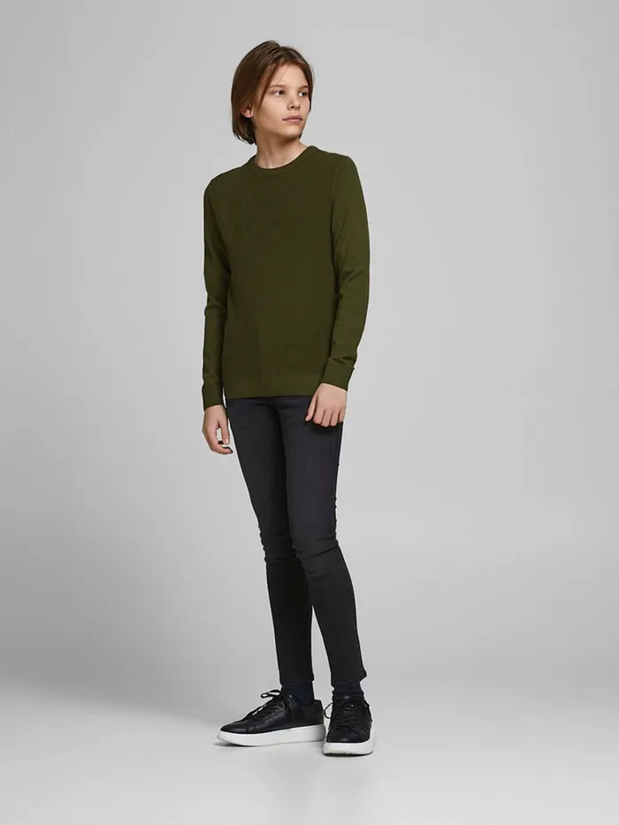 Knitwear JACK and JONES Junior BOYS TEXTURED KNITTED JUMPER Green Rifle Green Online