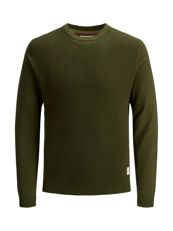 Knitwear JACK and JONES Junior BOYS TEXTURED KNITTED JUMPER Green Rifle Green Online