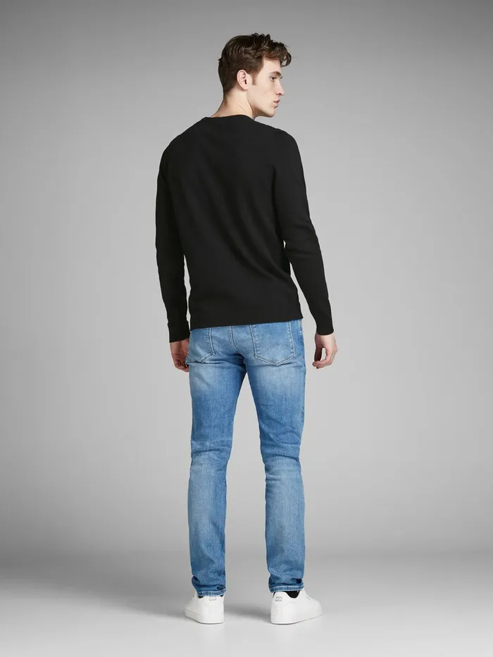 Knitwear JACK and JONES Mens CLASSIC KNITTED PULLOVER Black Black Gift Ideas