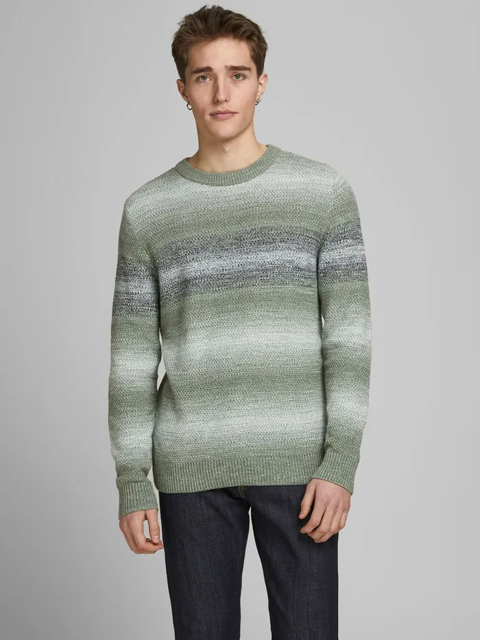 Knitwear JACK and JONES Mens GRADIENT TEXTURED KNITTED JUMPER Green Sea Spray Gift Ideas Knitwear JACK and JONES Mens GRADIENT TEXTURED KNITTED JUMPER Green Sea Spray Gift Ideas