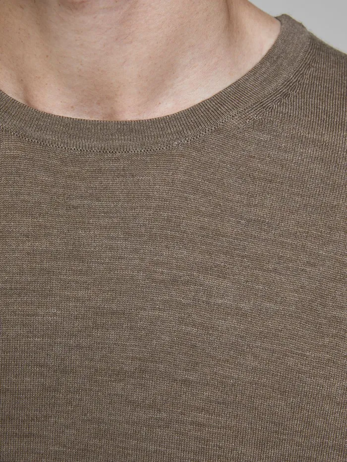 Knitwear JACK and JONES Mens MERINO WOOL KNITTED PULLOVER Beige Oatmeal For Sale