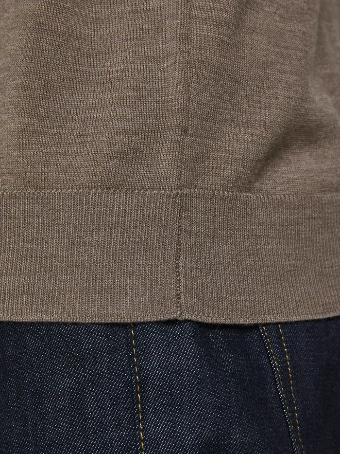 Knitwear JACK and JONES Mens MERINO WOOL KNITTED PULLOVER Beige Oatmeal For Sale