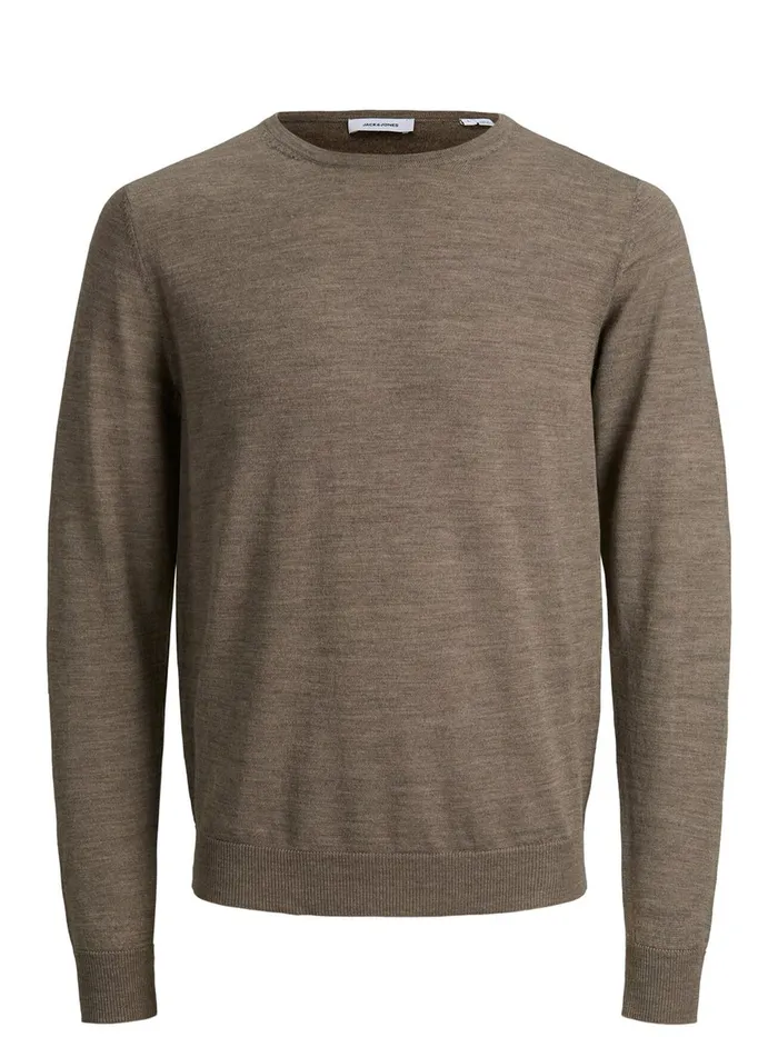 Knitwear JACK and JONES Mens MERINO WOOL KNITTED PULLOVER Beige Oatmeal For Sale