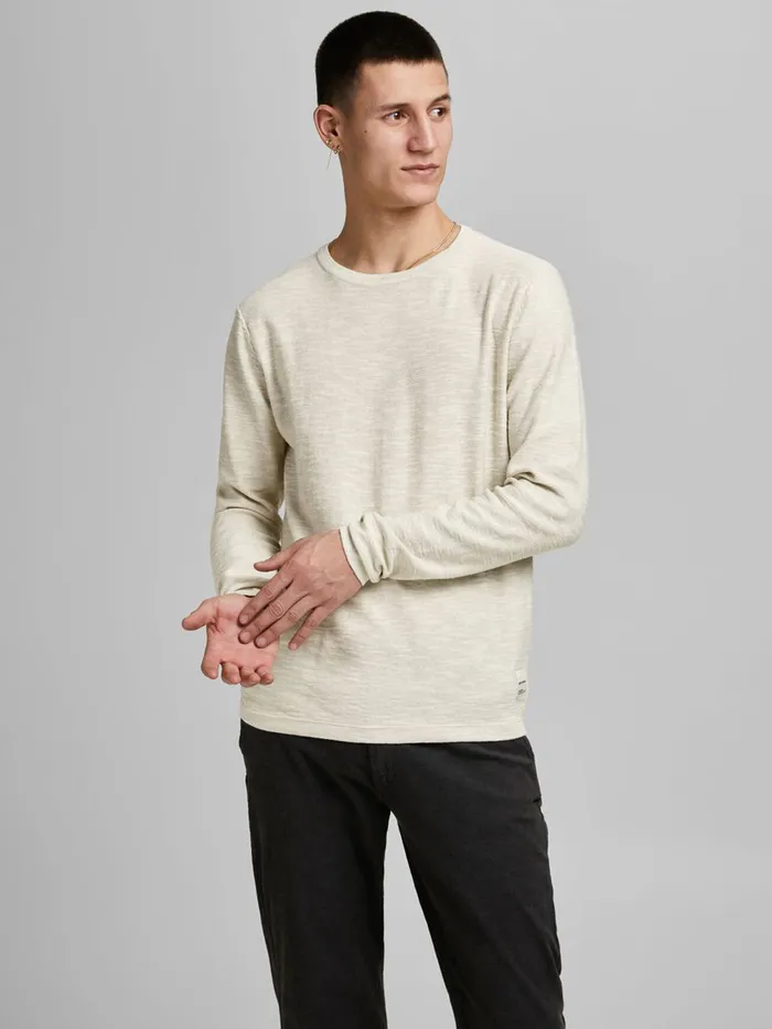 Knitwear JACK and JONES Mens ORGANIC COTTON KNITTED PULLOVER White Crockery Online Knitwear JACK and JONES Mens ORGANIC COTTON KNITTED PULLOVER White Crockery Online