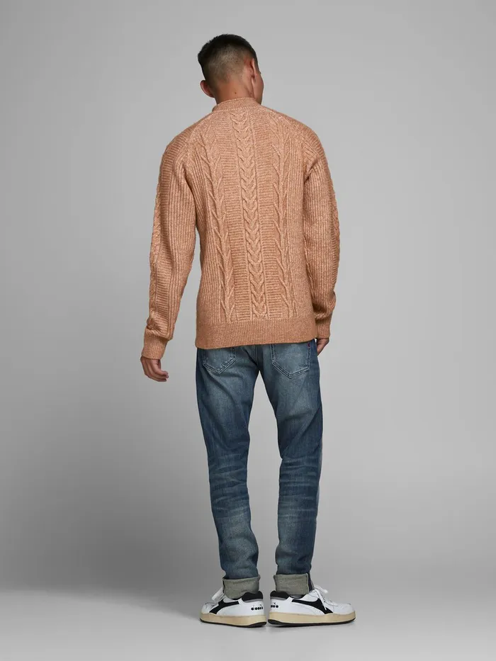 Knitwear JACK and JONES Mens RECYCLED POLYESTER BLEND KNITTED PULLOVER Orange Adobe Gift for Friend