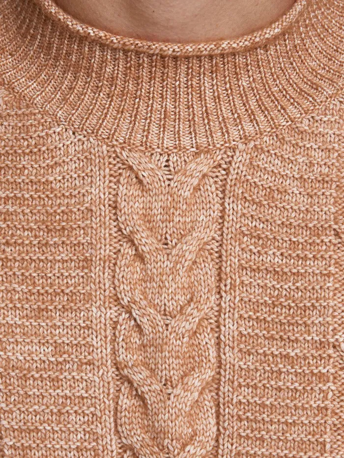 Knitwear JACK and JONES Mens RECYCLED POLYESTER BLEND KNITTED PULLOVER Orange Adobe Gift for Friend