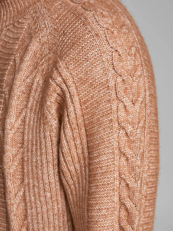 Knitwear JACK and JONES Mens RECYCLED POLYESTER BLEND KNITTED PULLOVER Orange Adobe Gift for Friend