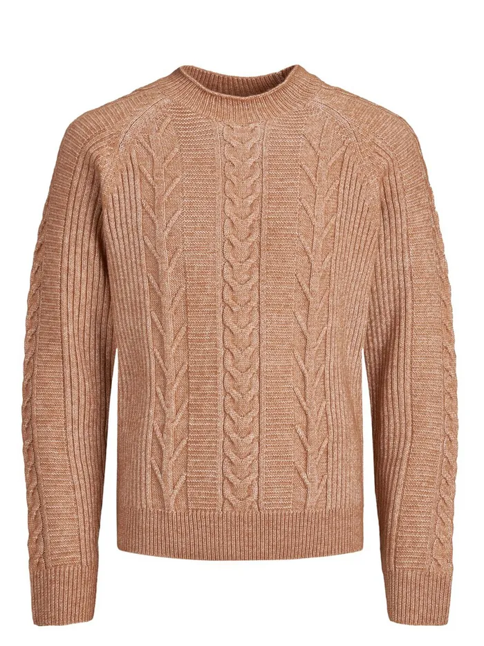Knitwear JACK and JONES Mens RECYCLED POLYESTER BLEND KNITTED PULLOVER Orange Adobe Gift for Friend