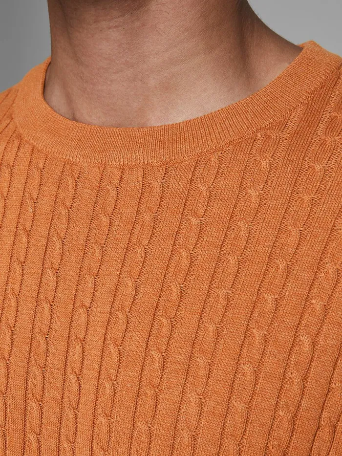 Knitwear JACK and JONES Mens RECYCLED POLYESTER KNITTED PULLOVER Orange Adobe On Sale