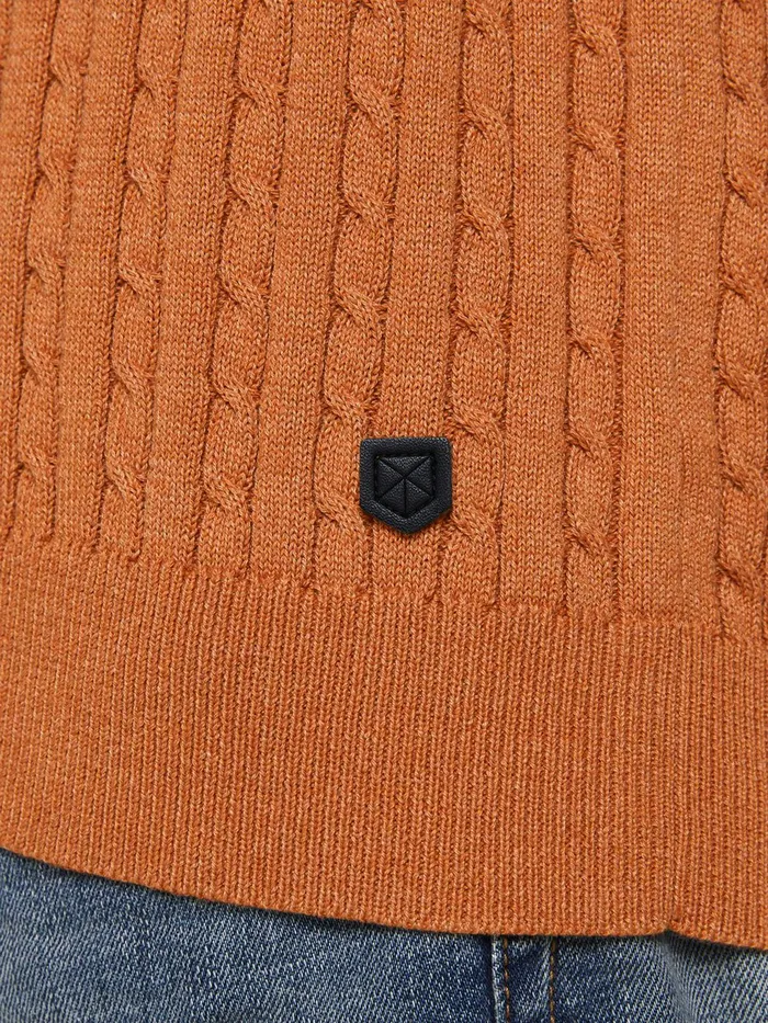 Knitwear JACK and JONES Mens RECYCLED POLYESTER KNITTED PULLOVER Orange Adobe On Sale