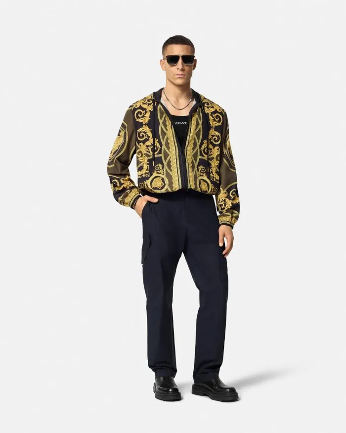 La Coupe Des Dieux Windbreaker Jacket Blackprint Men Versace Jackets and Coats