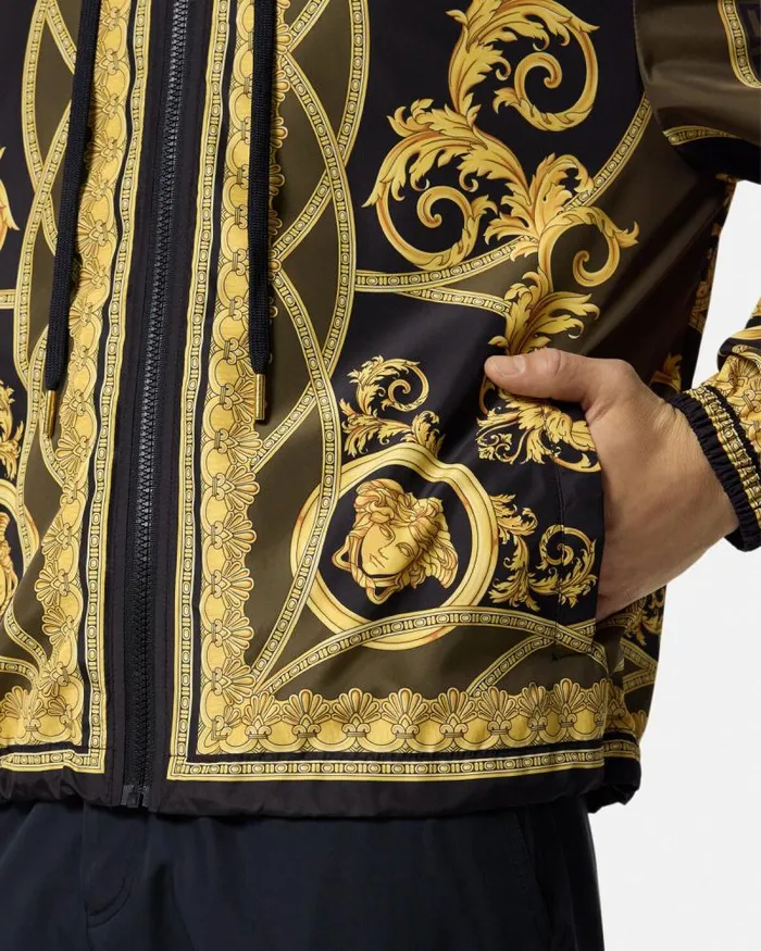 La Coupe Des Dieux Windbreaker Jacket Blackprint Men Versace Jackets and Coats