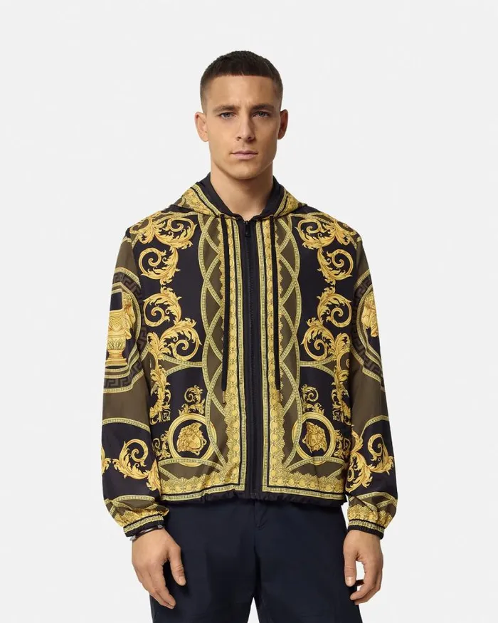 La Coupe Des Dieux Windbreaker Jacket Blackprint Men Versace Jackets and Coats
