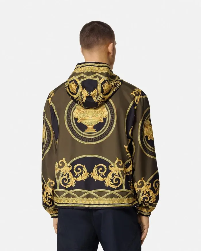 La Coupe Des Dieux Windbreaker Jacket Blackprint Men Versace Jackets and Coats