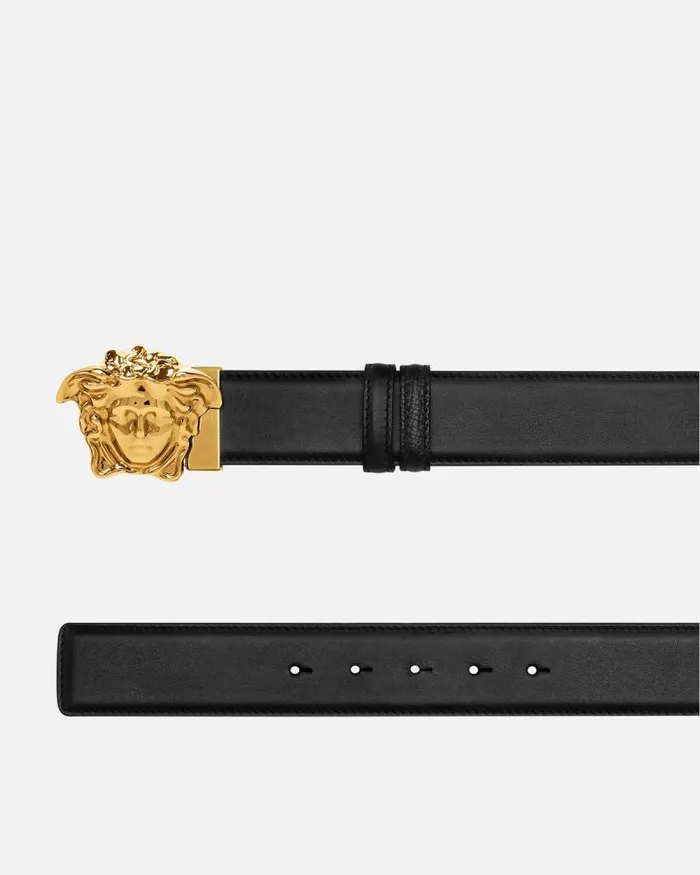 La Medusa Reversible Leather Belt 4 Cm Blackgold Men Versace Belts