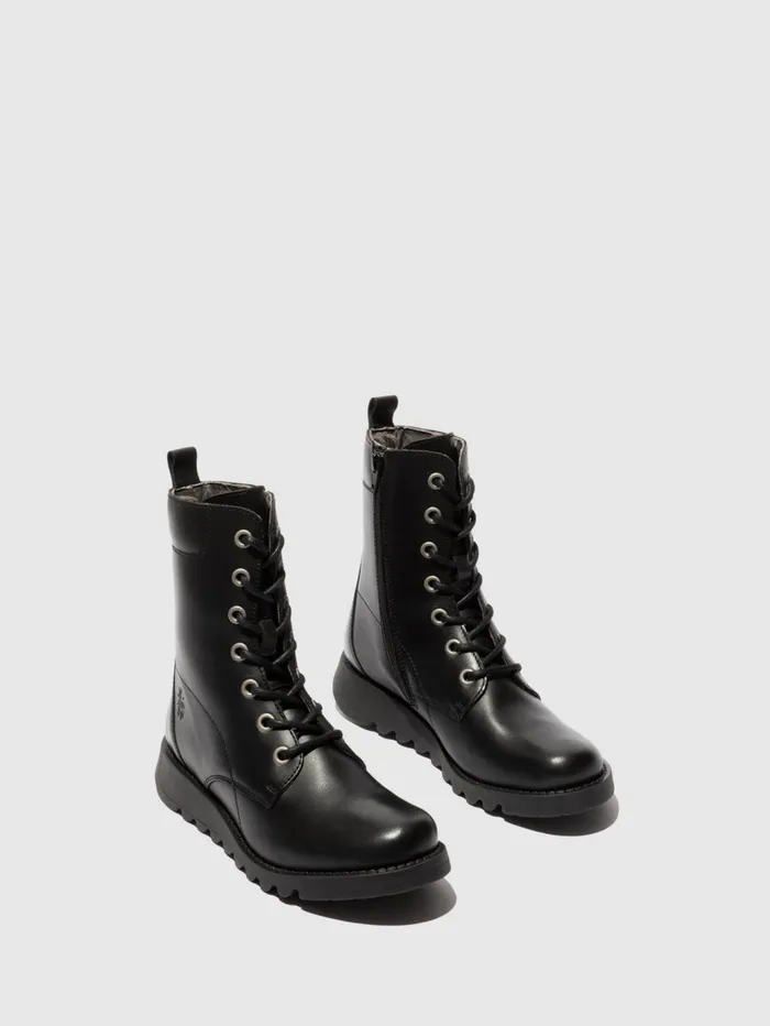 Laceup Ankle Boots SILF015FLY RUG BLACK Women Fly London Ankle Boots