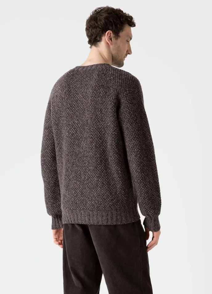 Lambswool Textured Jumper Coffee Twist Men SUNSPEL Knitwear