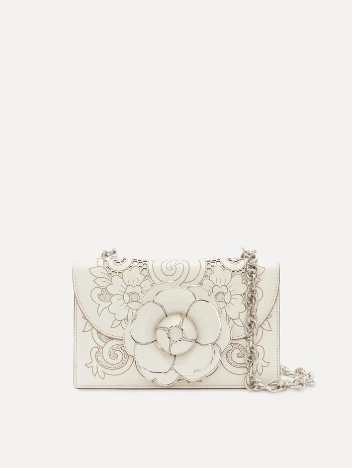 Laser Cut TRO Bag Ivory Women Oscar De La Renta Handbags
