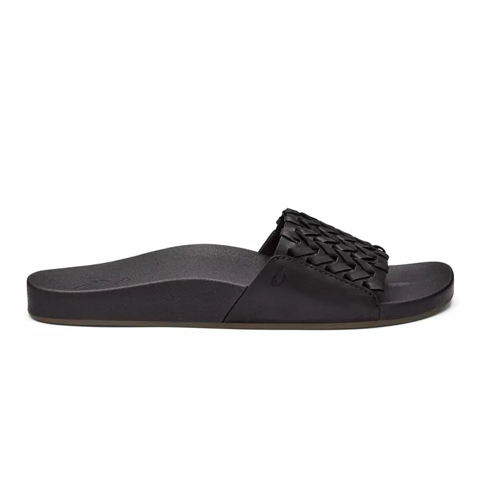 Leather Women Olukai Kmola Leather Slide Sandals 8211 Black