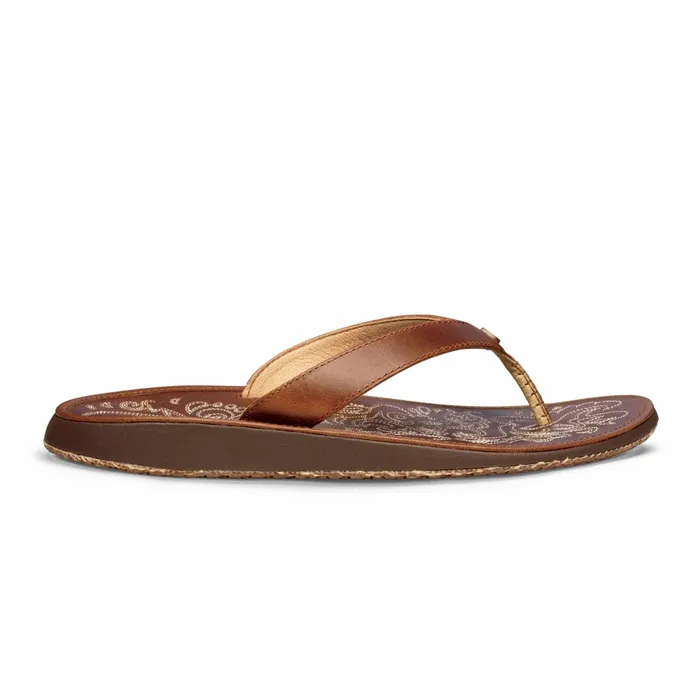 Leather Women Olukai Paniolo Leather Beach Flip Flops 8211 Natural